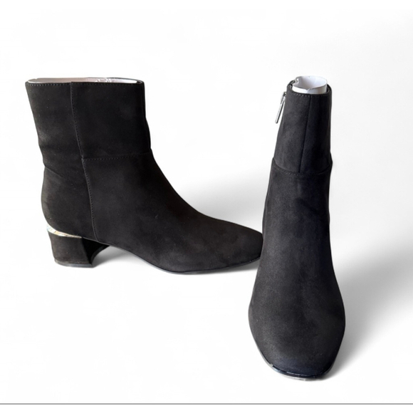 Calvin Klein Shoes - Calvin Klein Parry Suede Ankle Boots Black Size 7.5 Block Heel Booties NWB